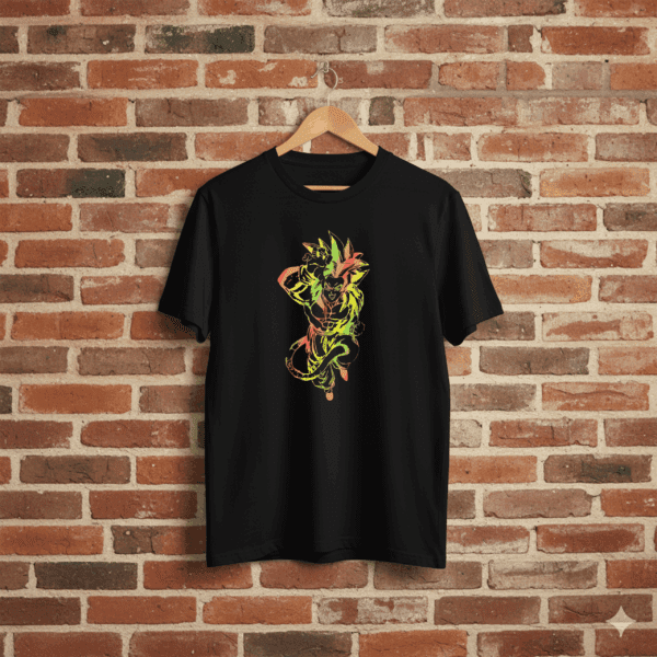 Maglietta Nera Goku Neon Style – Collab. Grafix on The Road