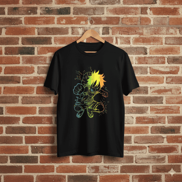 gruccia luffy Maglietta Nera Luffy Neon Style – Collab. Grafix on The Road