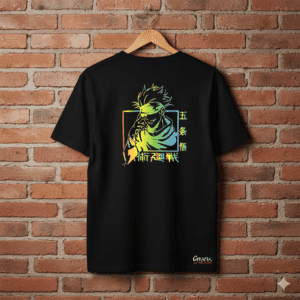 Maglietta Nera Gojo Neon Style – Collab. Grafix on The Road