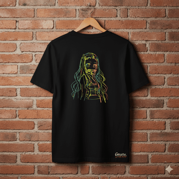 Maglietta Nera Nezuko Neon Style – Collab. Grafix on The Road