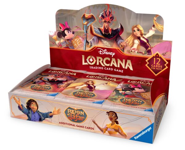 DLC_S8_Booster-Display_Open_Front-angled_EN Lorcana – box con 24 buste reign of Jafar ENG