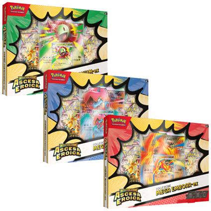 Pokemon collezione mega Emboar EX –  mega Meganium EX – mega Feraligatr EX