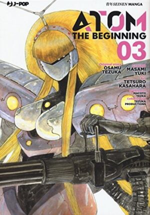 Copertina del manga Atom the Beginning vol. 3, edizione italiana J-POP Edizioni di Tezuka, Kasahara & Yuki