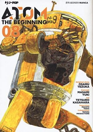 Copertina del manga Atom the Beginning vol. 8, edizione italiana J-POP Edizioni di Tezuka, Kasahara & Yuki