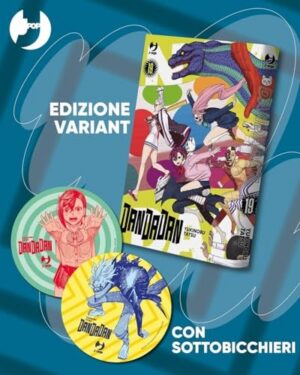 Copertina del manga Dandadan 19 Variant Sottobicchieri, edizione italiana J-POP Edizioni di Yukinobu Tatsu
