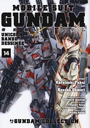 Copertina del manga Gundam Bande Dessinèe Unicorn vol. 14, edizione italiana J-POP Edizioni di Harutoshi Fukui, Ohmori Kouzoh