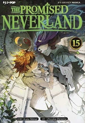 Copertina del manga The Promised Neverland vol. 15, edizione italiana J-POP Edizioni di Kaiu Shirai