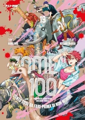 Copertina del manga Zombie 100 vol. 19, edizione italiana J-POP Edizioni di Haro Aso, Kotaro Takata
