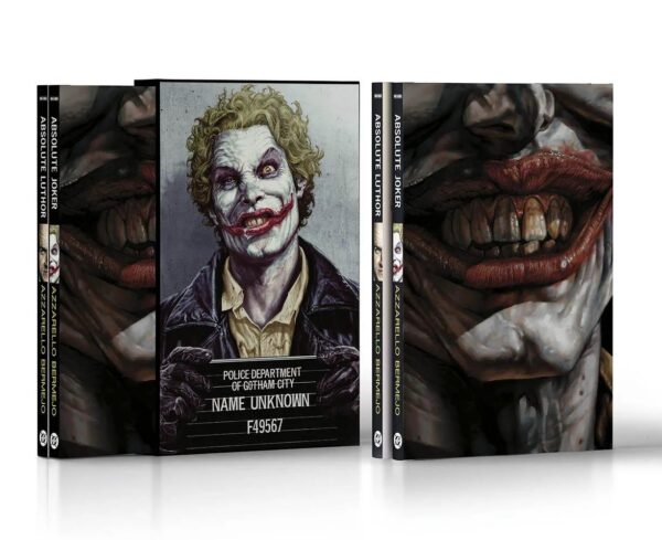 Copertina del fumetto Dc Absolute Joker/Luthor, edizione italiana Panini Comics / DC / Marvel / Disney di Lee Bermejo, Brian Azzarello