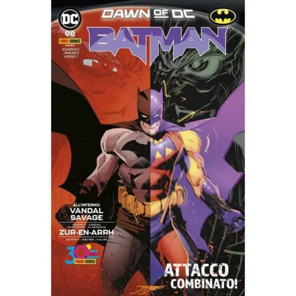 Copertina del fumetto Batman vol. 98, edizione italiana Panini Comics / DC / Marvel / Disney di Zdarsky, Jimenez & Aa.Vv. Copertina del fumetto Batman vol. 98, edizione italiana Panini Comics / DC / Marvel / Disney di Zdarsky, Jimenez & Aa.Vv.