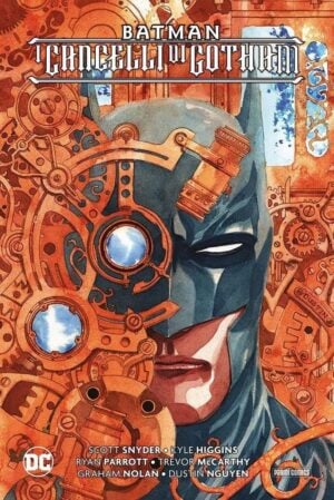 Copertina del fumetto Batman - i Cancelli di Gotham, edizione italiana Panini Comics / DC / Marvel / Disney di Snyder, Parrot & Aa.Vv.