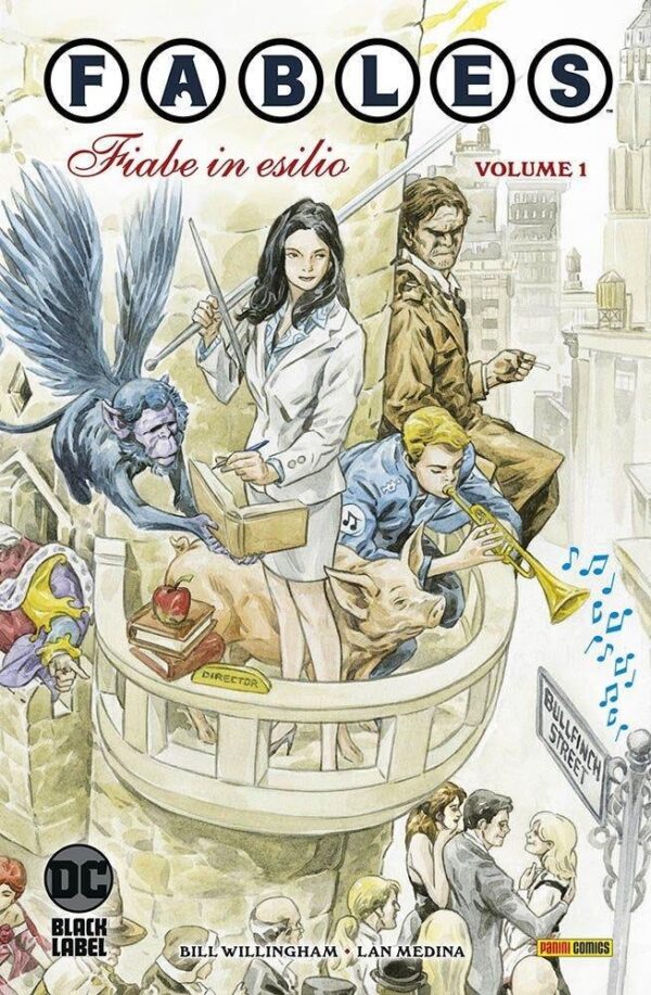 Copertina del fumetto Fables 1 - Fiabe in Esilio, edizione italiana Panini Comics / DC / Marvel / Disney di Lan Medina & Bill Willingham
