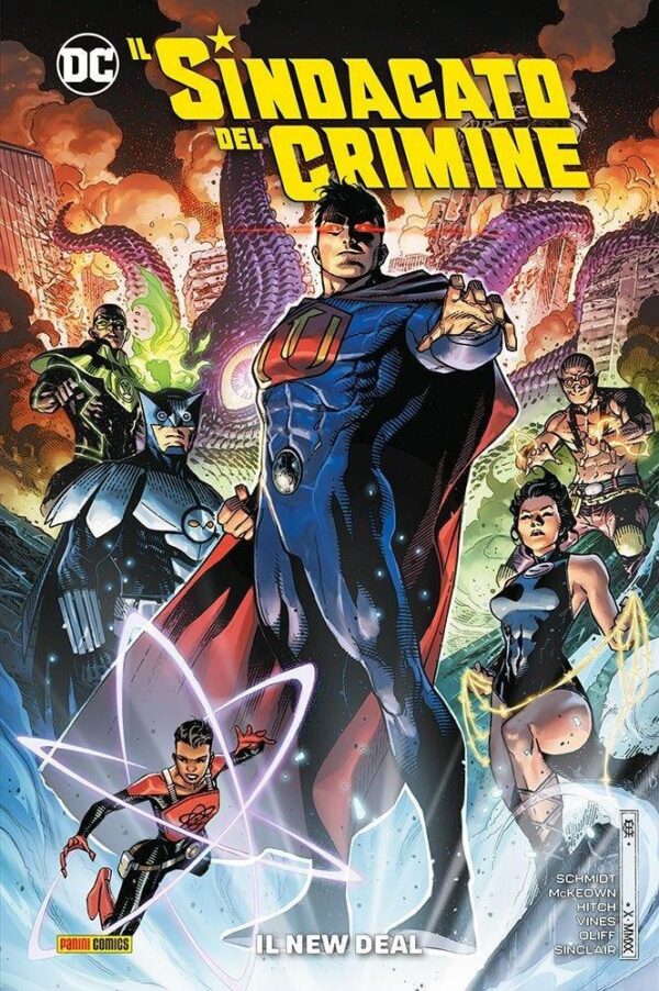 Copertina del fumetto Il Sindacato del Crimine New Deal, edizione italiana Panini Comics / DC / Marvel / Disney di Hitch, Schmidt & Mckeown Copertina del fumetto Il Sindacato del Crimine New Deal, edizione italiana Panini Comics / DC / Marvel / Disney di Hitch, Schmidt & Mckeown