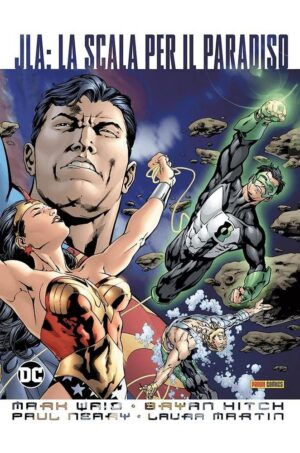 Copertina del fumetto Jla - la Scala per il Paradiso, edizione italiana Panini Comics / DC / Marvel / Disney di Bryan Hitch & Mark Waid
