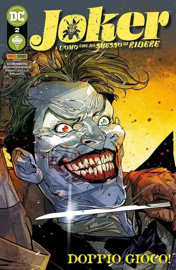 Copertina del fumetto Joker L'uomo Che Ha Smesso di Rid vol. 2, edizione italiana Panini Comics / DC / Marvel / Disney di Francavilla & Di Giandomenico