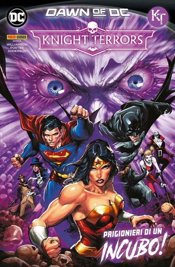 Copertina del fumetto Knight Terrors vol. 1, edizione italiana Panini Comics / DC / Marvel / Disney di Williamson, Porter & Anderson