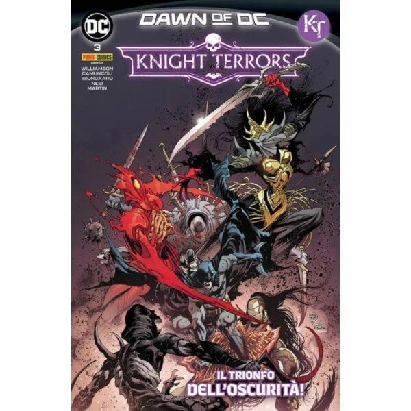 Copertina del fumetto Knight Terrors vol. 3, edizione italiana Panini Comics / DC / Marvel / Disney di Williamson, Camuncoli & Aa.Vv.