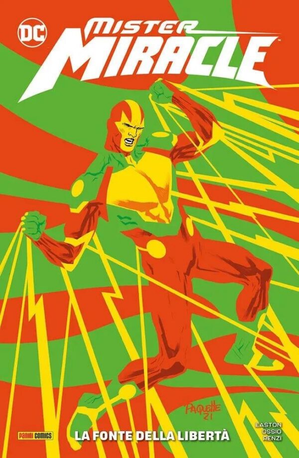 Copertina del fumetto Mr.Miracle la Fonte della Libertà, edizione italiana Panini Comics / DC / Marvel / Disney di Fico Ossio & Brandon Easton