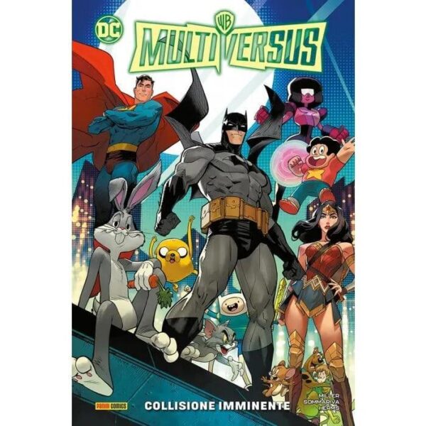 Copertina del fumetto Multiversus - Collisione Imminente, edizione italiana Panini Comics / DC / Marvel / Disney di Sommariva & Mille