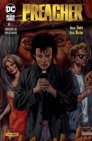 Copertina del fumetto Preacher 1 Celebration Edition, edizione italiana Panini Comics / DC / Marvel / Disney di Garth Ennis & Steve Dillon