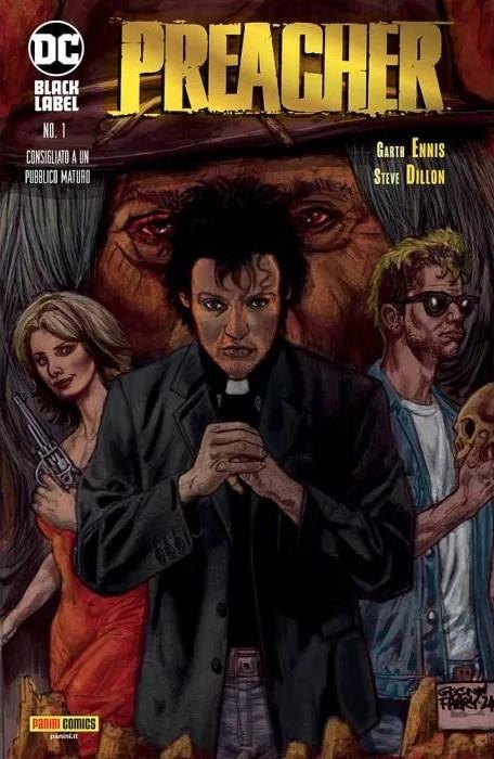 Copertina del fumetto Preacher 1 Celebration Edition, edizione italiana Panini Comics / DC / Marvel / Disney di Garth Ennis & Steve Dillon