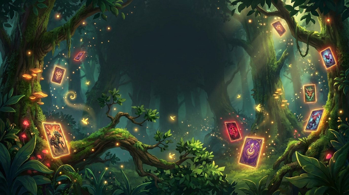 Copertina del set Disney Lorcana Wilds Unknown 2026 con personaggi Pixar, carte a ventaglio su sfondo verde foresta