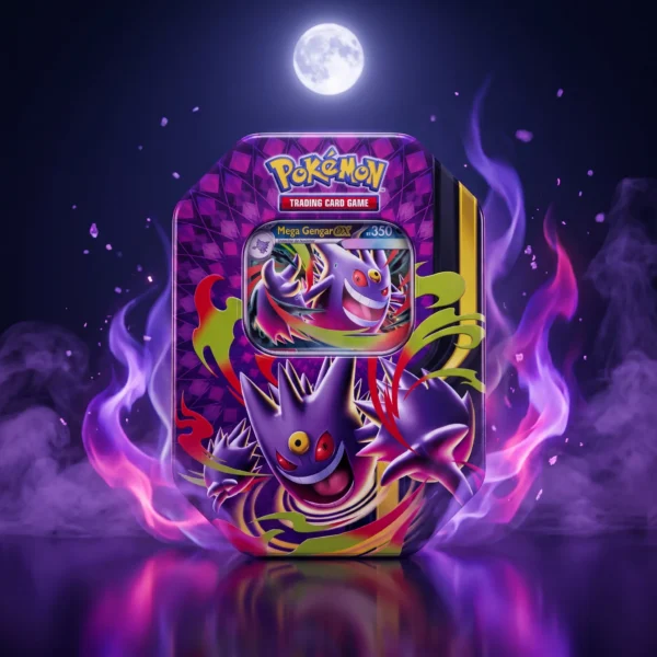 Scatola da Collezione Mega Chiarodiluna Mega Gengar-ex ITA in una notte spettrale tra energia viola e luna piena