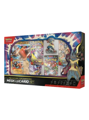 Box della Collezione con Statuina Mega Lucario-ex del GCC Pokémon in italiano con statuina, carta promo, carta gigante e 5 buste di espansione