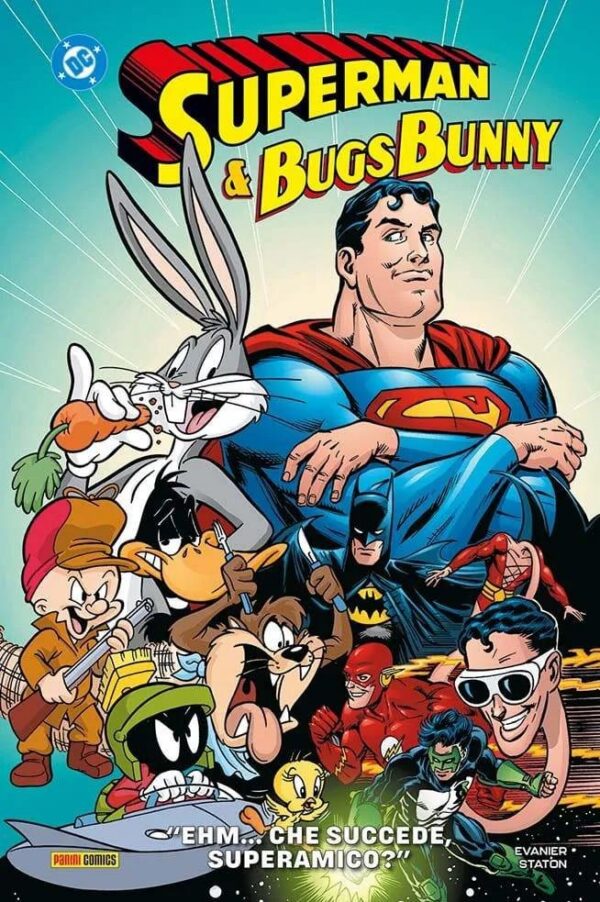 Copertina del fumetto Superman & Bugs Bunny, edizione italiana Panini Comics / DC / Marvel / Disney di Mark Evanier & Joe Staton Copertina del fumetto Superman & Bugs Bunny, edizione italiana Panini Comics / DC / Marvel / Disney di Mark Evanier & Joe Staton