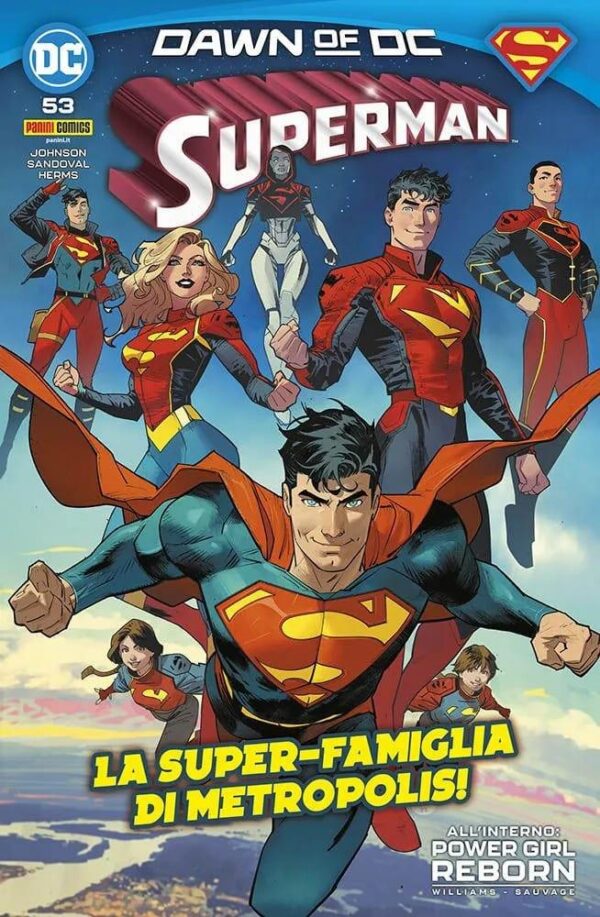 Copertina del fumetto Superman vol. 53, edizione italiana Panini Comics / DC / Marvel / Disney di Johnson, Sandoval & Hermes
