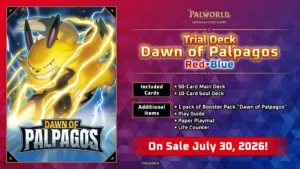 Palworld Card Game Dawn of Palpagos Trial Deck TD01 Rosso e Blu sigillato, disponibile su Otakuworld Svizzera