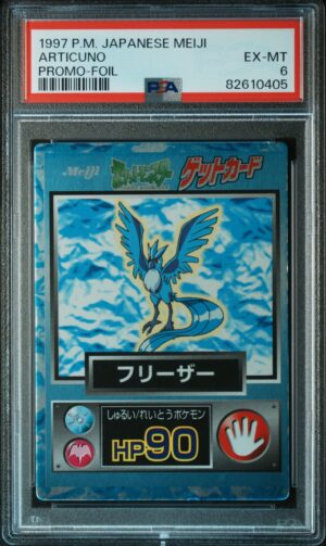 Articuno Promo Meiji 1997 gradata PSA EX-MT 6 — fronte slab, cert 82610405
