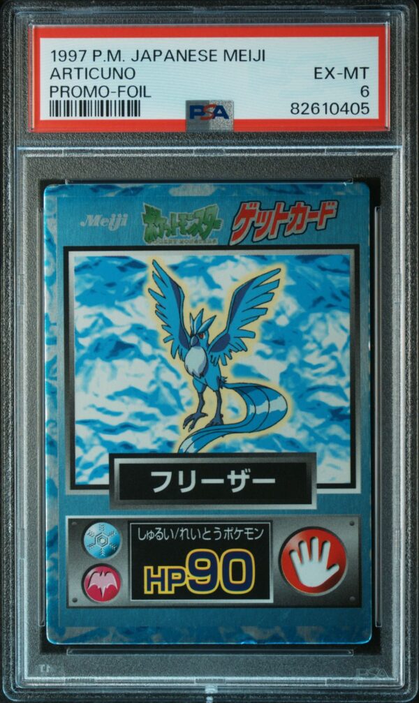 Articuno Promo Meiji 1997 gradata PSA EX-MT 6 — fronte slab, cert 82610405