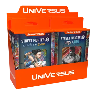 UniVersus CCG: Street Fighter 6 Challenger Series Deck Display (4 bustine) – Inglese UniVersus CCG: Street Fighter 6 Challenger Series Deck Display (4 bustine) – Inglese sigillato, disponibile su Otakuworld Svizzera