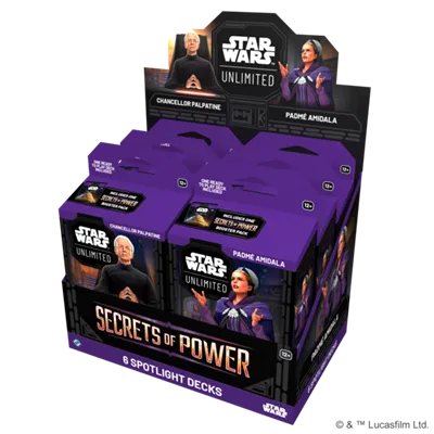 Star Wars: Unlimited - Secrets of Power Spotlight Deck Display (6 mazzi) – Inglese Star Wars: Unlimited - Secrets of Power Spotlight Deck Display (6 mazzi) – Inglese sigillato, disponibile su Otakuworld Svizzera