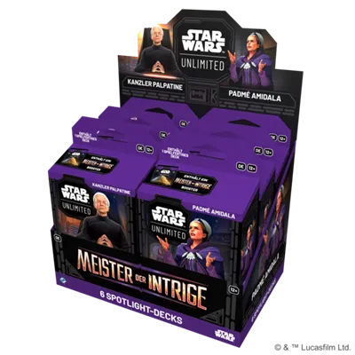Star Wars: Unlimited - Secrets of Power Spotlight Deck Display (6 mazzi) – Tedesco Star Wars: Unlimited - Secrets of Power Spotlight Deck Display (6 mazzi) – Tedesco sigillato, disponibile su Otakuworld Svizzera