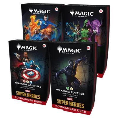 Magic: The Gathering Marvel Super Heroes Display Commander Deck (4 mazzi) – Spagnolo Magic: The Gathering Marvel Super Heroes Display Commander Deck (4 mazzi) – Spagnolo sigillato, disponibile su Otakuworld Svizzera
