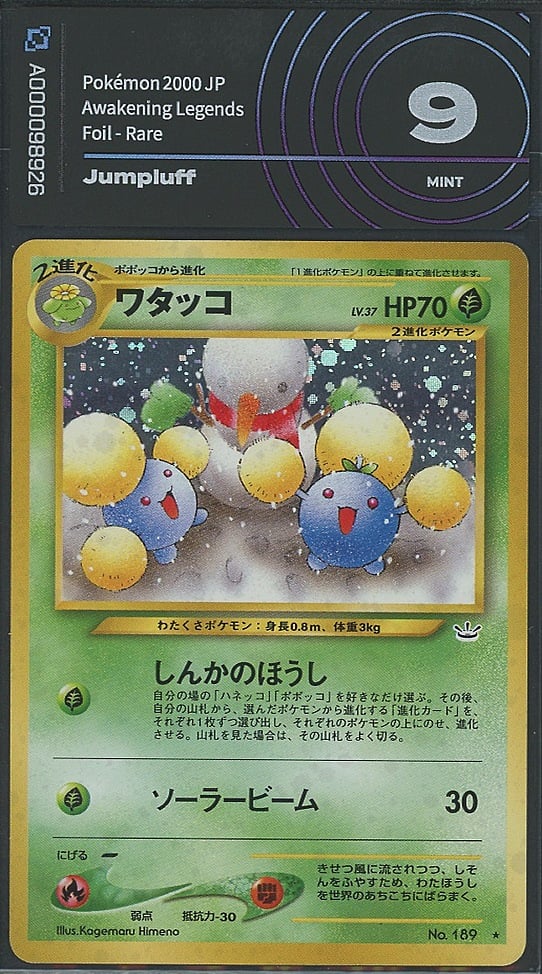 Jumpluff Awakening Legends Neo 3 gradata AiGrading 9 Mint — fronte slab, cert A000098926
