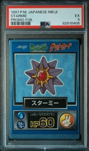 Starmie Promo Meiji 1997 gradata PSA EX 5 — fronte slab, cert 82610406