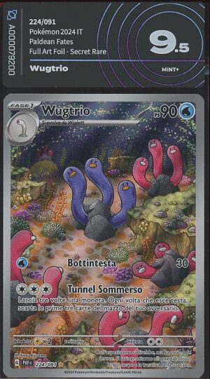 Wugtrio 224/091 Destino di Paldea gradata AiGrading 9.5 — fronte slab, cert A000079200