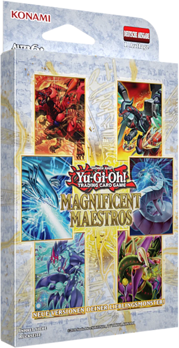 Yu-Gi-Oh! Magnificent Maestros Tuckbox (DE) - packshot Carletto Yu-Gi-Oh! Magnificent Maestros Tuckbox 3 buste Tedesco