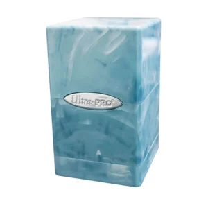 Satin Tower Deck Box - Marble Light Blue, White