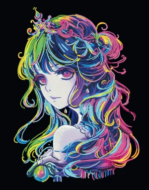 Diamond Painting Neon Anime Principessa - Neon Noir, livello avanzato