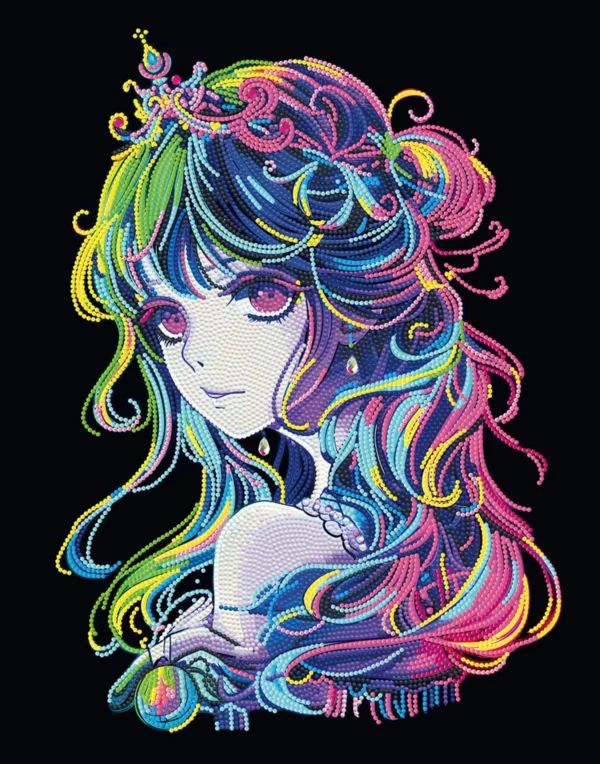 Diamond Painting Neon Anime Principessa - Neon Noir, livello avanzato Diamond Painting Neon Anime Principessa - Neon Noir, livello avanzato