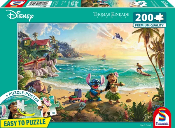 Puzzle Disney Lilo & Stitch 200 pezzi in cartone d'erba - Thomas Kinkade, Disney Puzzle Disney Lilo & Stitch 200 pezzi in cartone d'erba - Thomas Kinkade, Disney