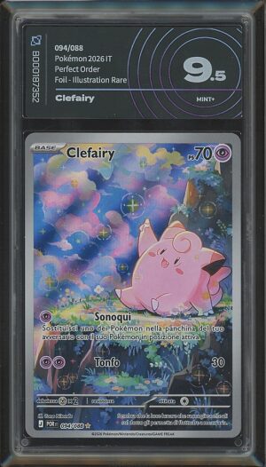 Clefairy 094/088 · Equilibrio Perfetto · Graded by AiGrading · Mint+ 9.5 fronte
