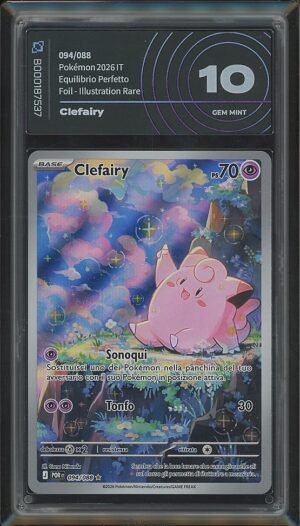 Clefairy 094/088 · Equilibrio Perfetto (ME03) · Graded by AiGrading · Gem Mint 10 fronte
