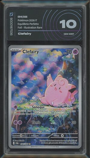Clefairy 094/088 · Equilibrio Perfetto (ME03) · Graded by AiGrading · Gem Mint 10 fronte