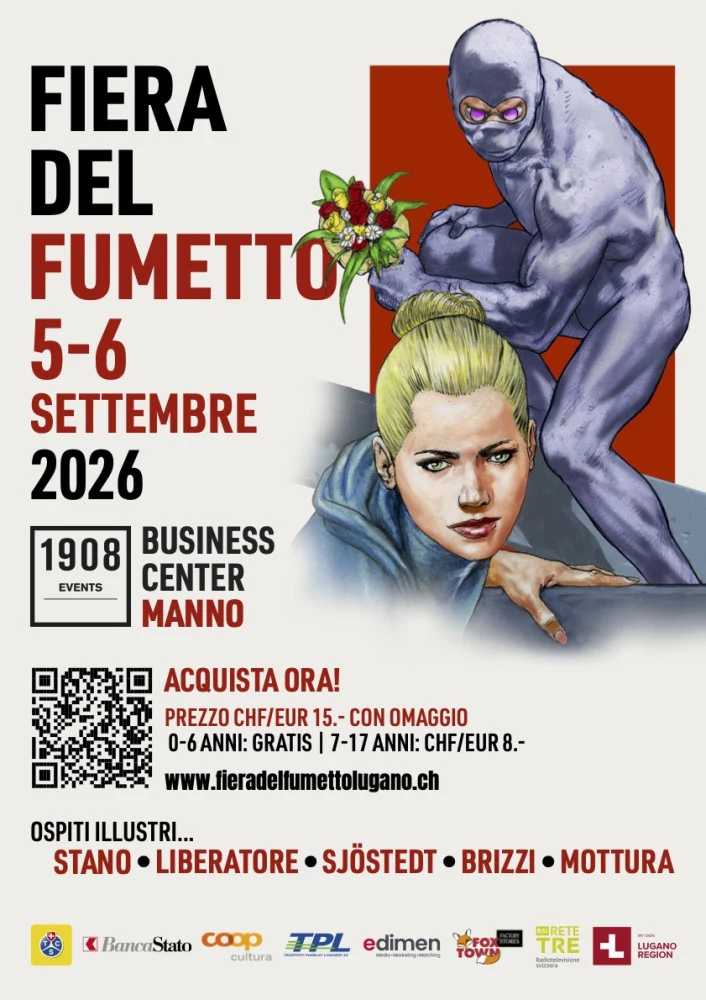Locandina ufficiale della Fiera del Fumetto 2026 a Manno, 5 e 6 settembre