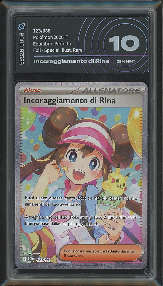 Incoraggiamento di Rosa 123/088 · Equilibrio Perfetto (ME03) · Graded by AiGrading · Gem Mint 10 fronte Incoraggiamento di Rosa 123/088 · Equilibrio Perfetto (ME03) · Graded by AiGrading · Gem Mint 10 fronte